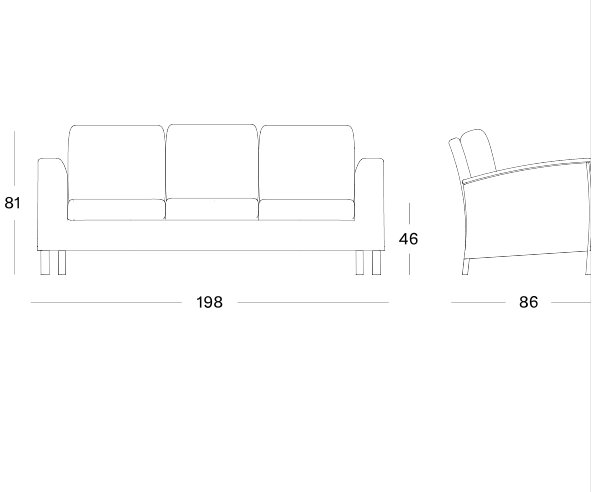 SOFA LOUNGE 3 PLACES - SAFI